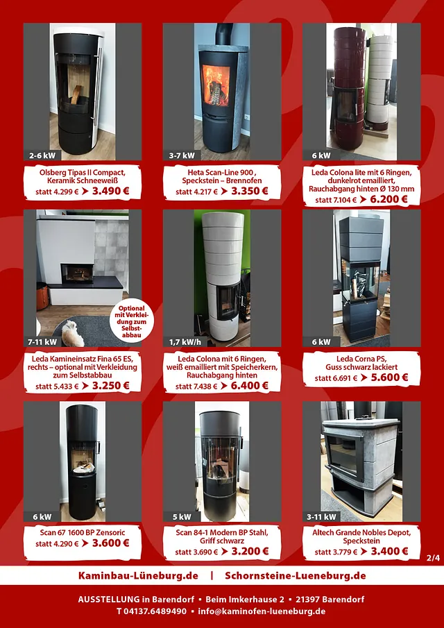 Abverkauf Ausstellungsöfen