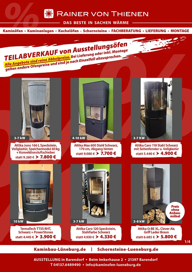 Abverkauf Ausstellungsöfen