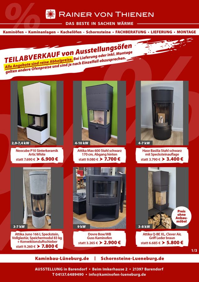 Abverkauf Ausstellungsöfen