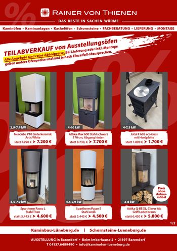 Abverkauf Ausstellungsöfen