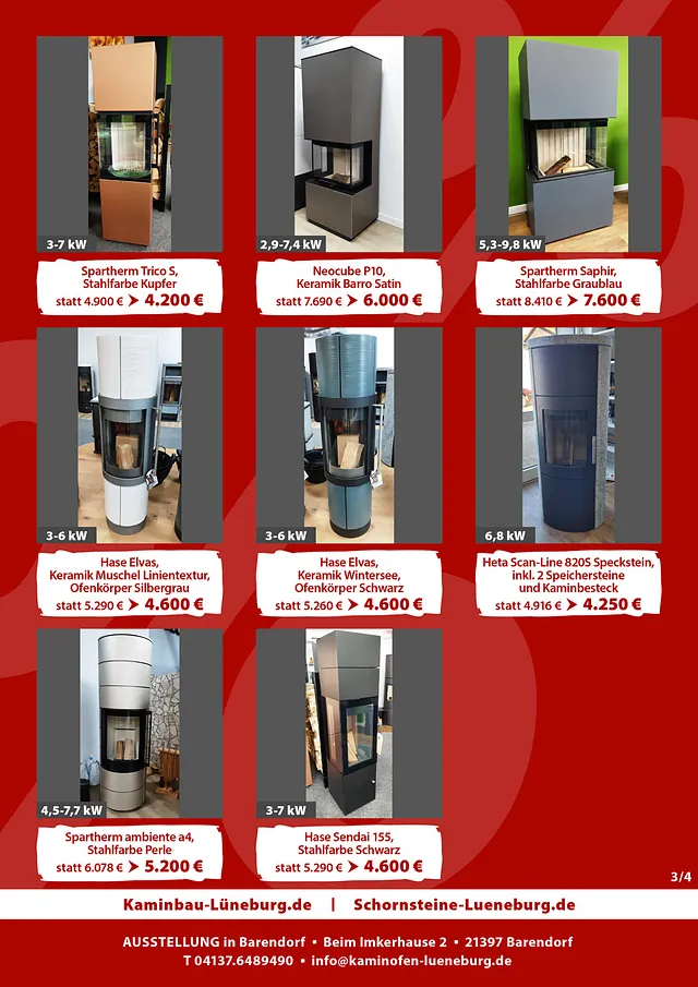 Abverkauf Ausstellungsöfen