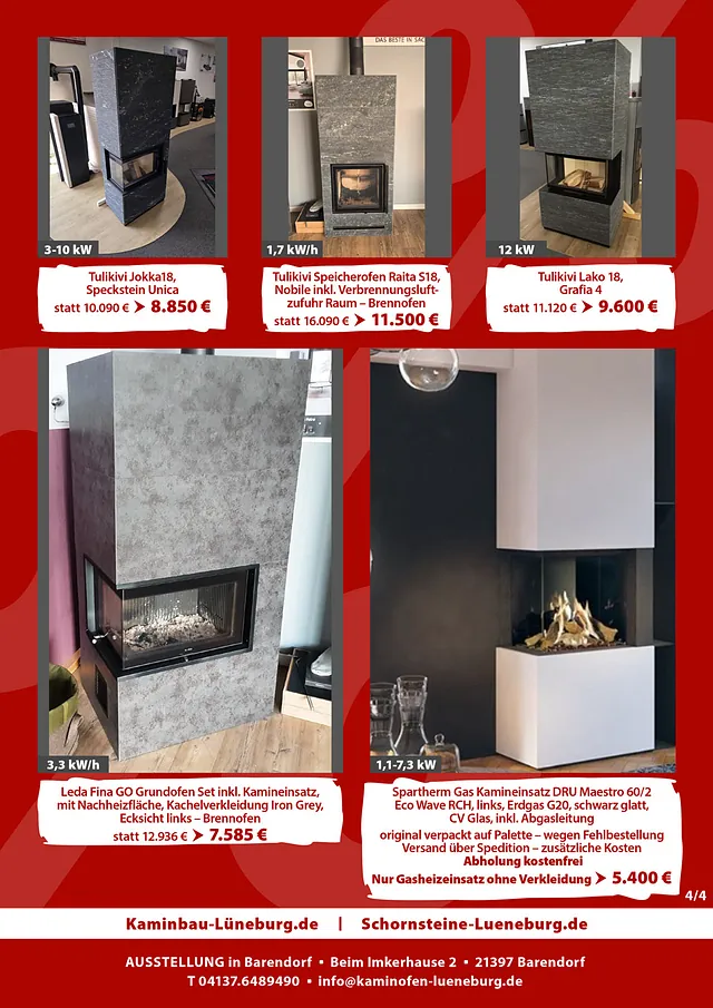 Abverkauf Ausstellungsöfen